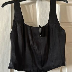 Express black silky crop top size small. Zipper closure.